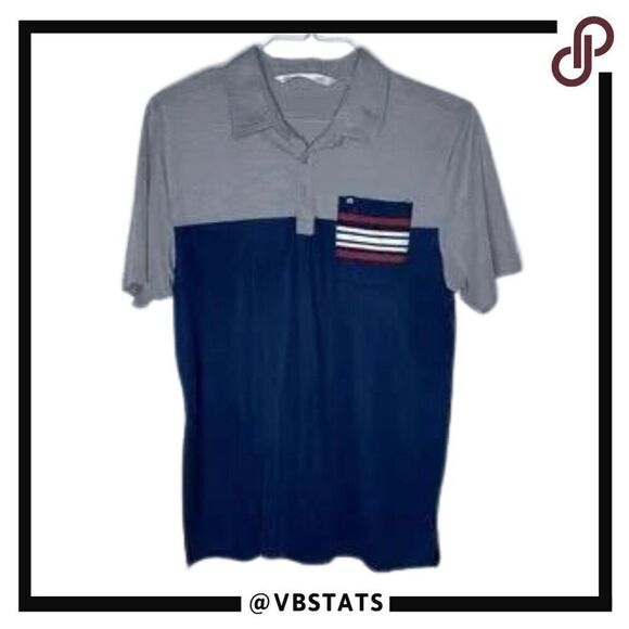 Travis Mathew Medium Navy-Gray-Red Short Sleeve Polo - Picture 1 of 6
